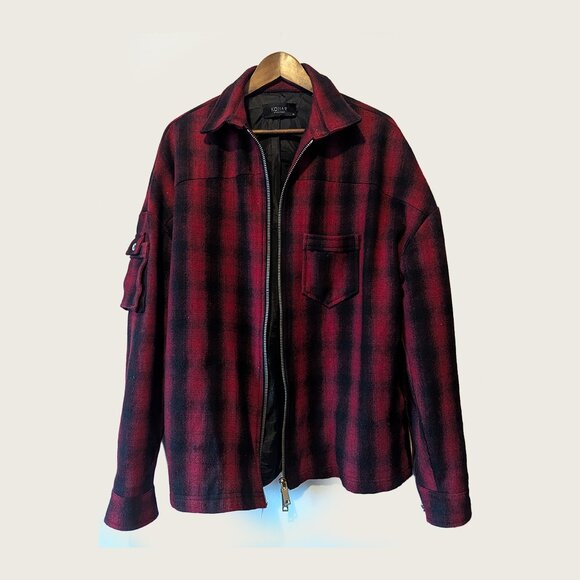 KOLLAR - Wool blend zipped checked jacket - Sz XL - Picture 1 of 9